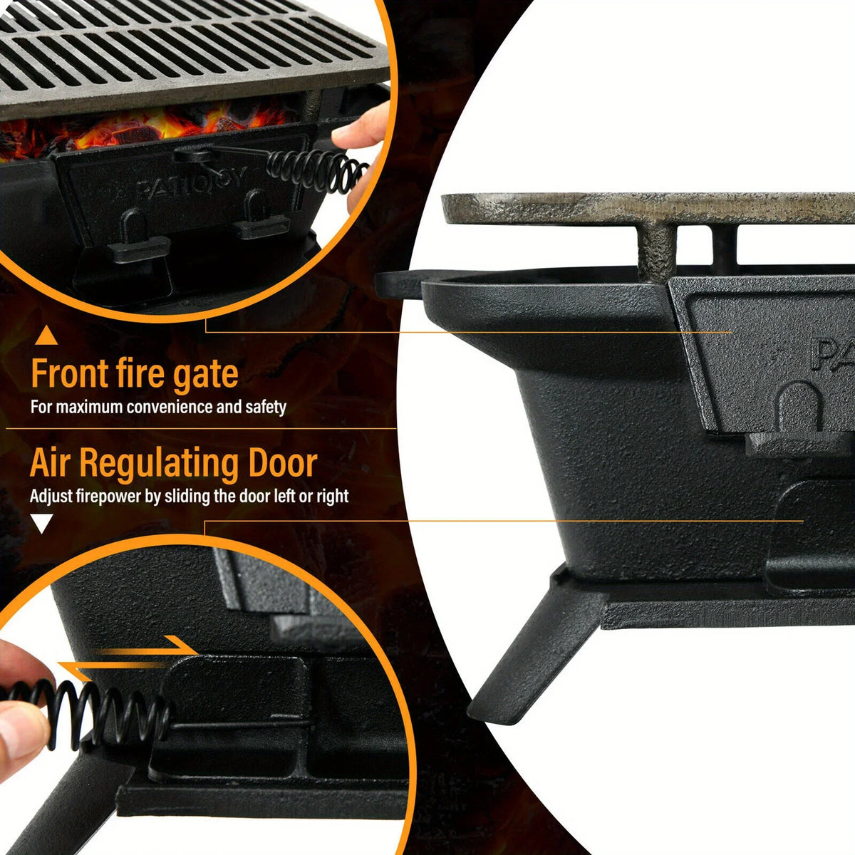 Heavy Duty Cast Iron Charcoal Grill Tabletop BBQ Grill Stove for Camping Picnic