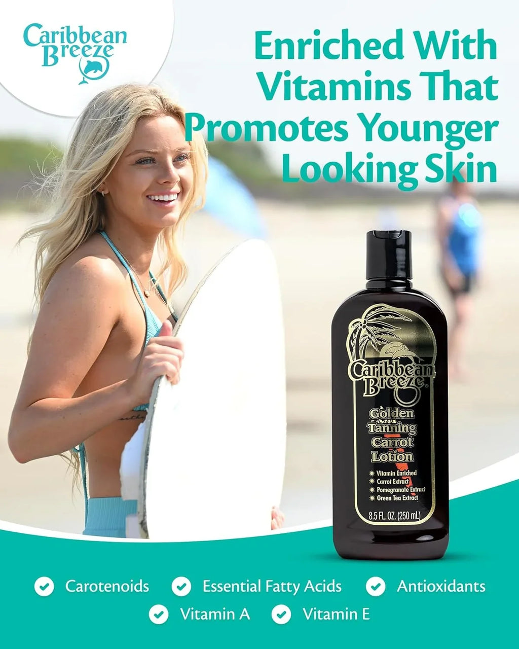 Golden Carrot Sun Tanning Accelerator , Natural Tanning With Pomegranate Aloe Extracts, Rich In Oxidants, Moisturizes The Skin, And Anti-Aging Properties, 8.5 Oz (250 Ml)