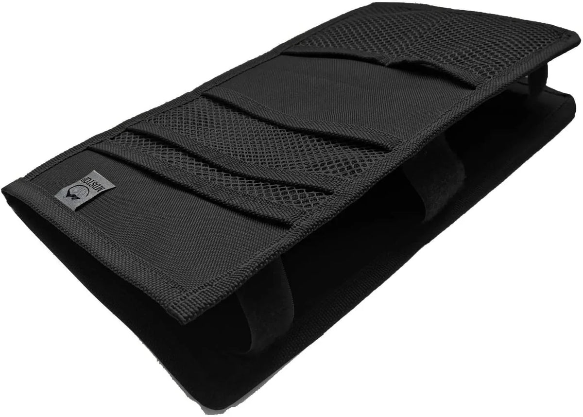 MDSTOP Molle Visor Panel Organizer Tactical Webbing Compatible Vehicle Sun Visor Cover Car Sunshade Storage Holder Pouch Fits for Cars, Trucks, Suvs, Pickups (Black, 7"x12")
