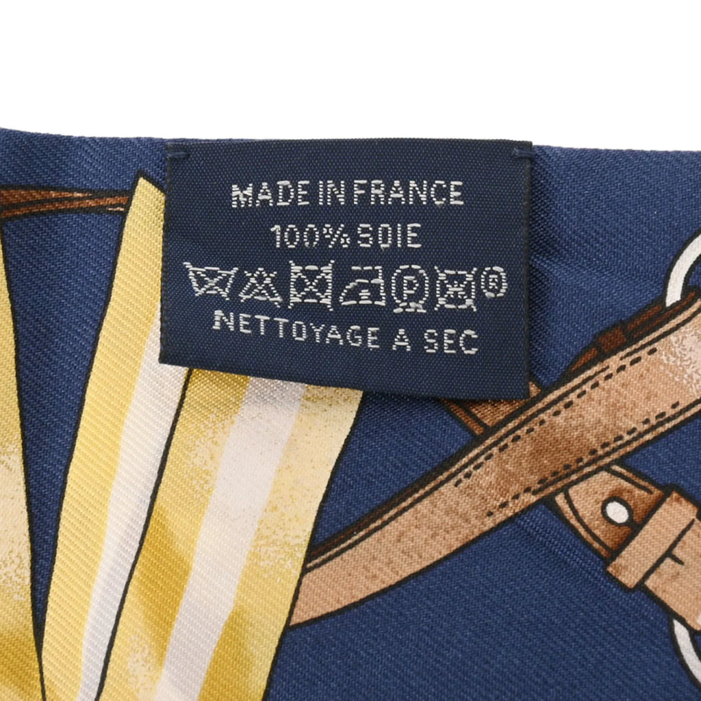 Pre-Owned HERMES Twilly JUMPING Mario/Gold/Blanc Women's 100% Silk Scarf Muffler (Fair)