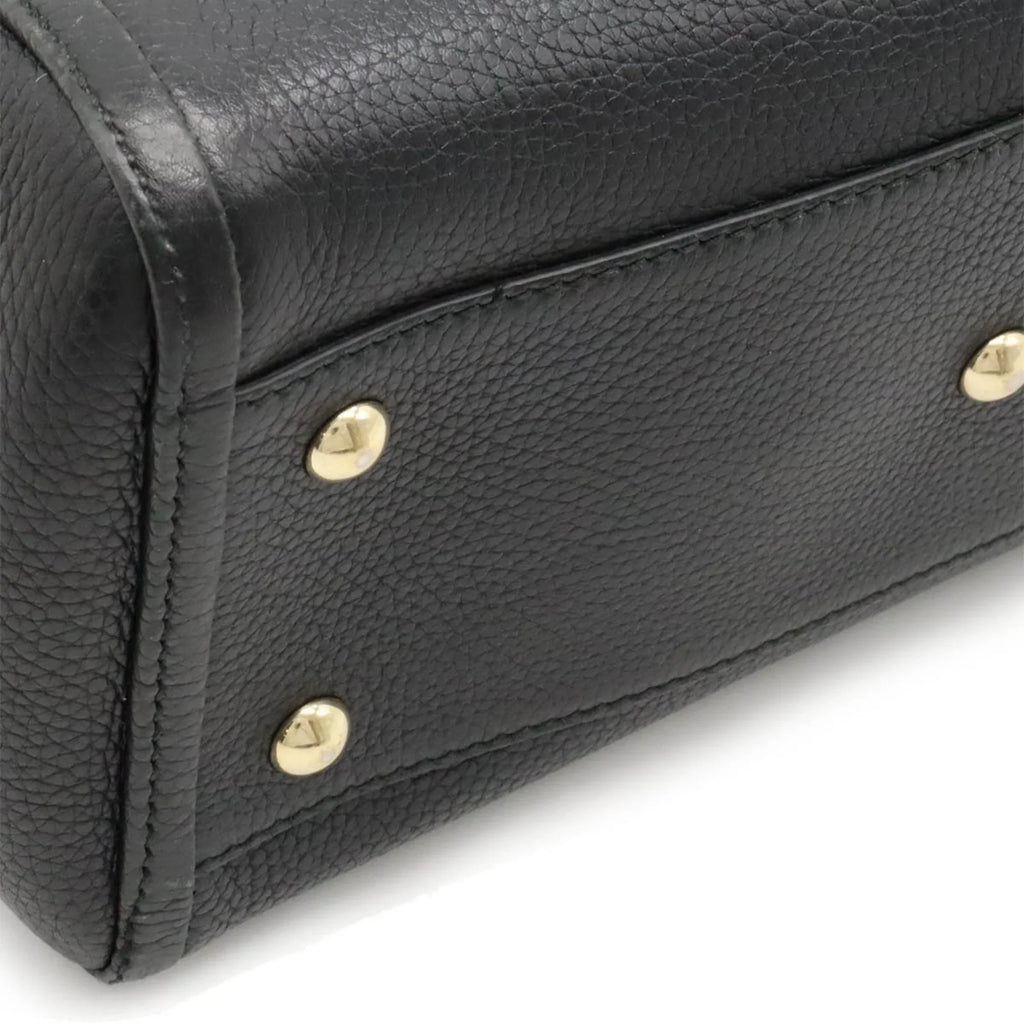 Pre-Owned GUCCI Soho Interlocking G Tote Bag Shoulder Tassel Leather Black 369176 (Good)