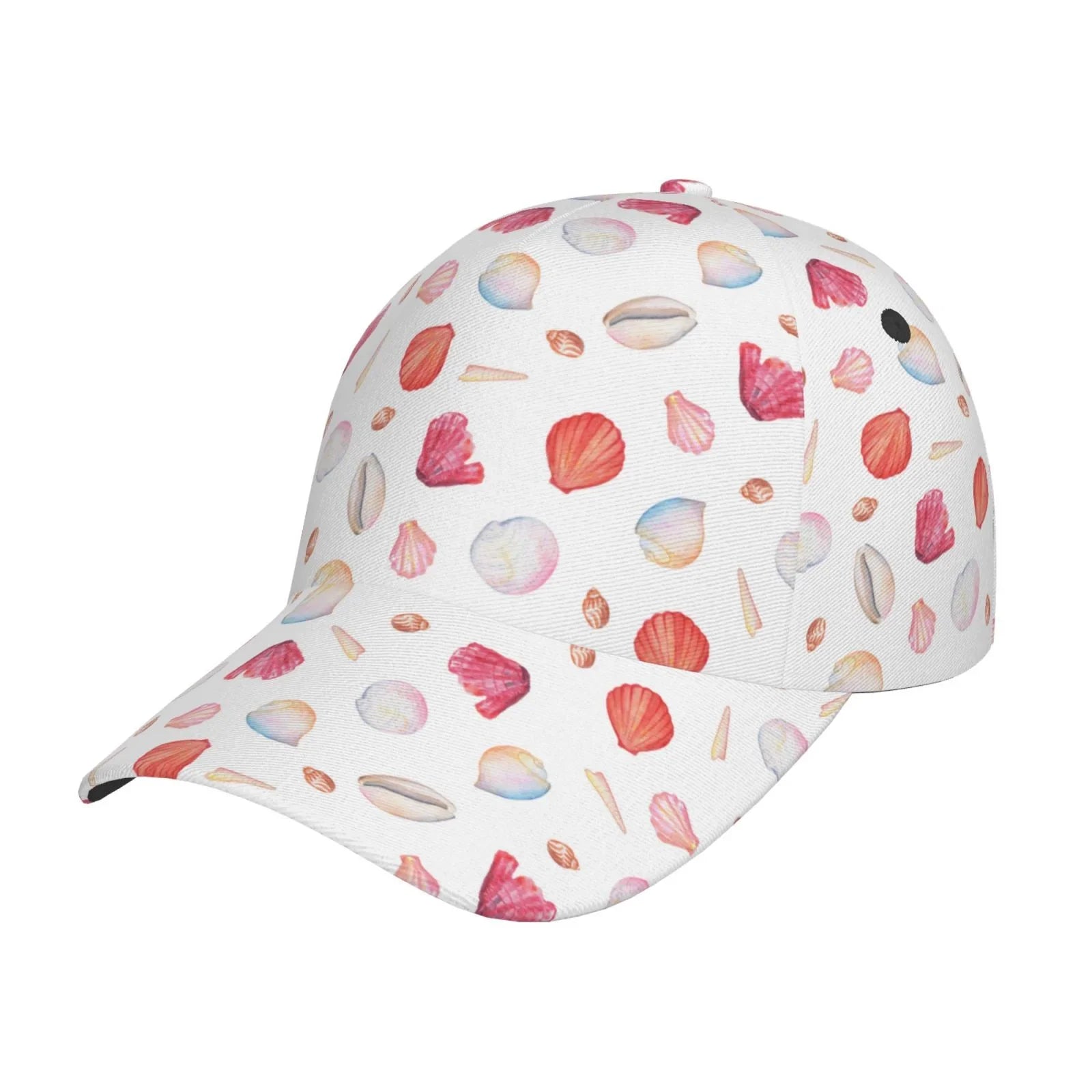 Lukts Red Coral And Scallop Seashell Cap Hat For Men/Women,Unstructured/Cotton