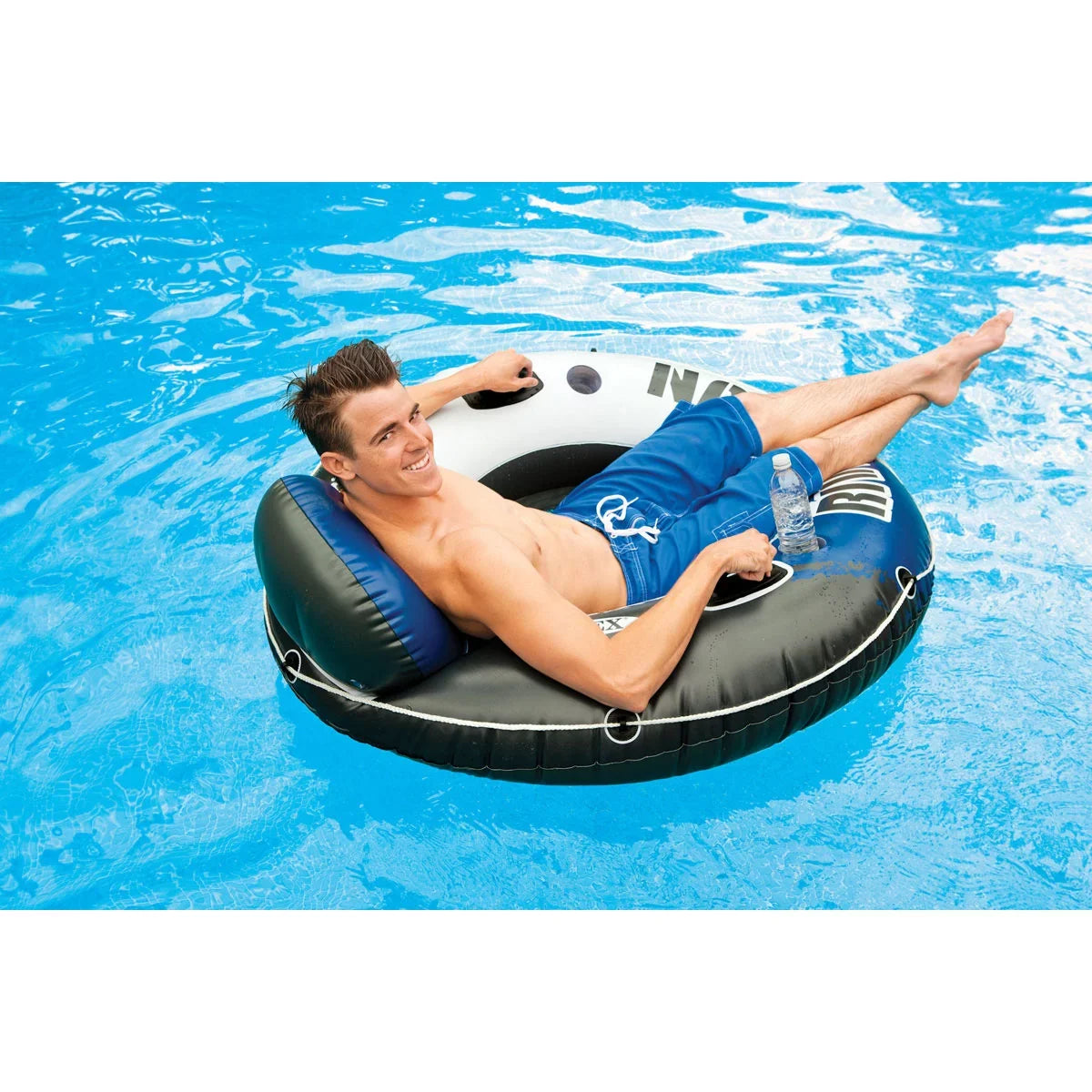 Intex River Run 1 Person Floating Tube (3 Pack) and 12 Volt Electric Air Pump