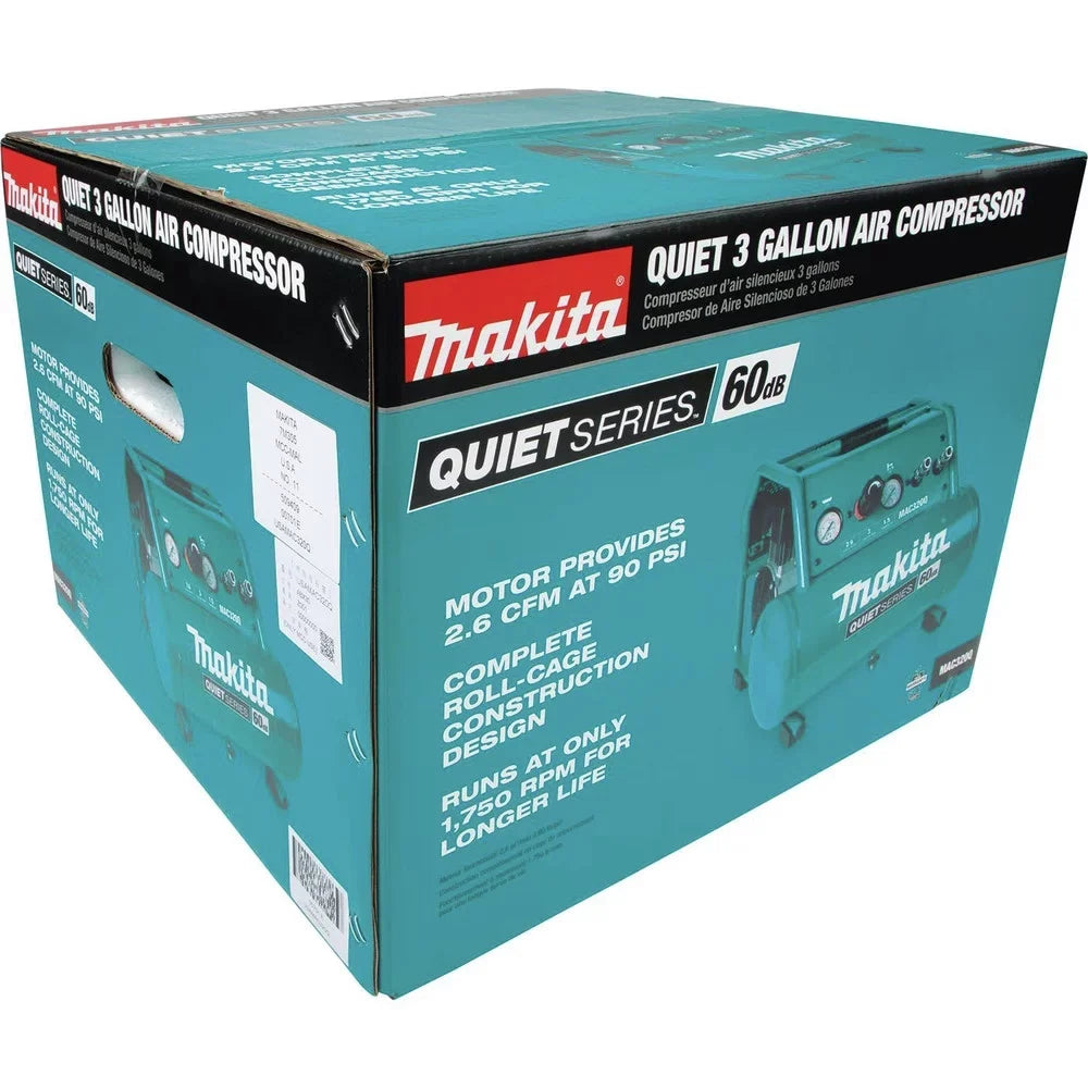 Makita MAC320Q Quiet Series 1-1/2 3 Gallon Oil-Free Hand Carry Air Compressor