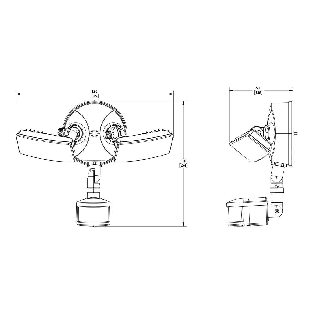 HALO Outdoor TGS Twin Square Head, 2500 Lumen, 4000K CCT Motion Flood Light in Bronze