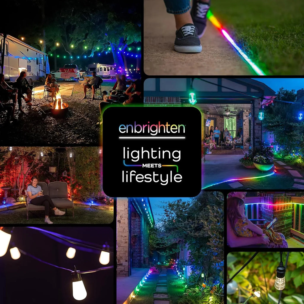 MINGFENG Smart Color Changing String Lights, 96 ft, 30 Lightweight RGB LED Patio Lights, Weatherproof, Customizable, Wi-Fi App Control, Dimmable Outdoor String Lights, 79617