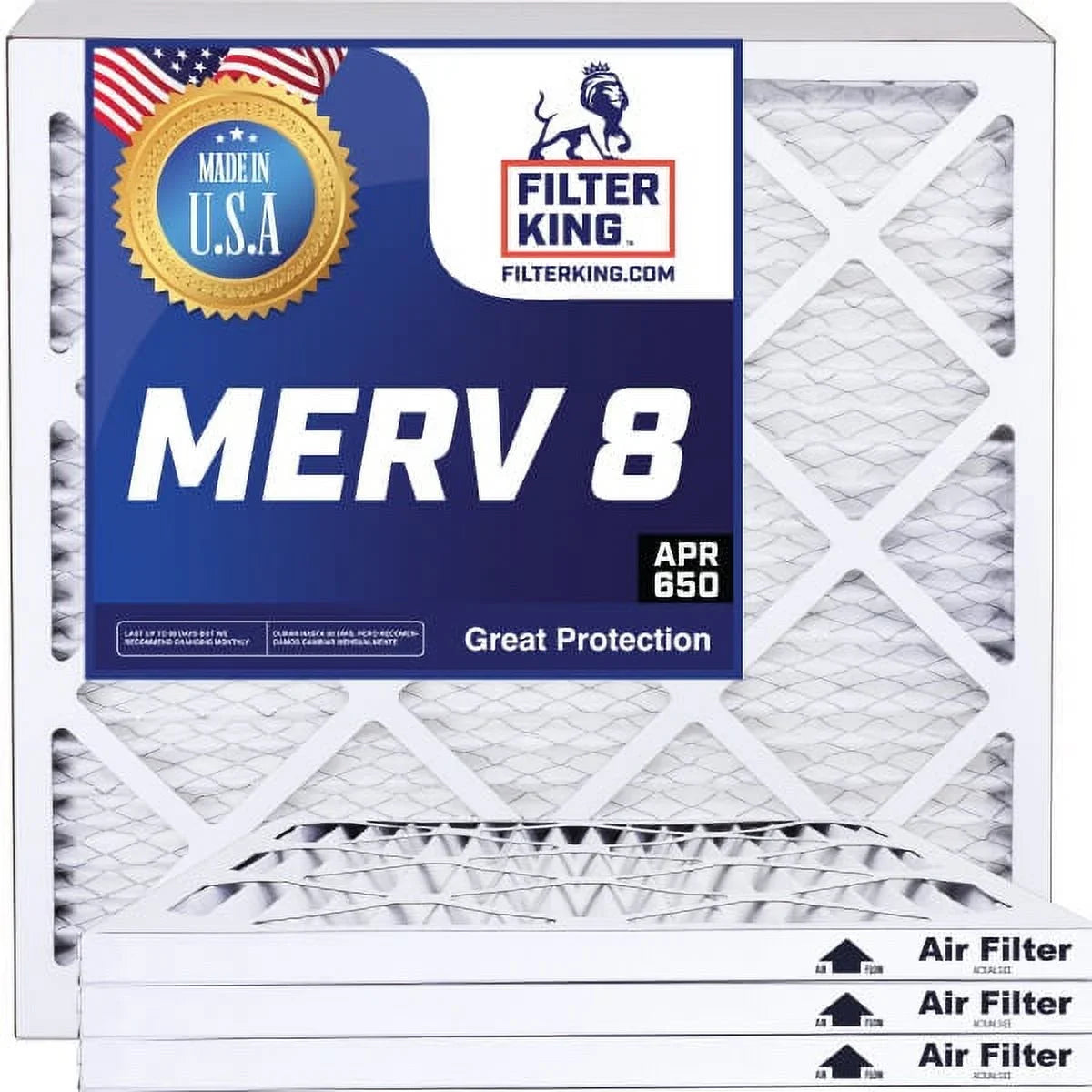 Filter King 36.5x26x1 Air Filter | 4-PACK | MERV 8 HVAC Pleated A/C Furnace Filters | MADE IN USA | Actual Size: 36.5 x 26 x .75"