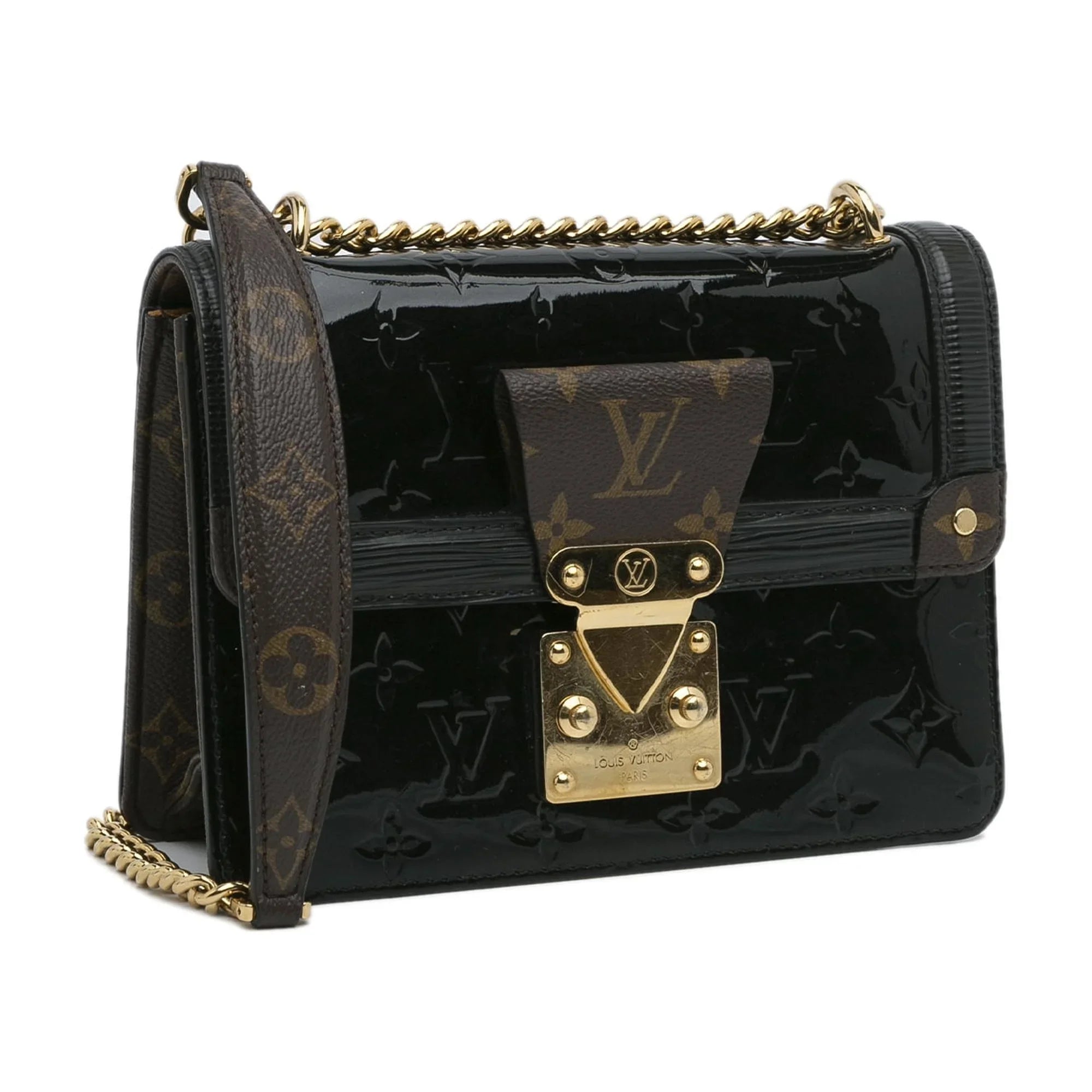 Pre-Owned Authenticated Louis Vuitton Monogram Vernis Wynwood Leather Black Crossbody Bag Unisex (Good)
