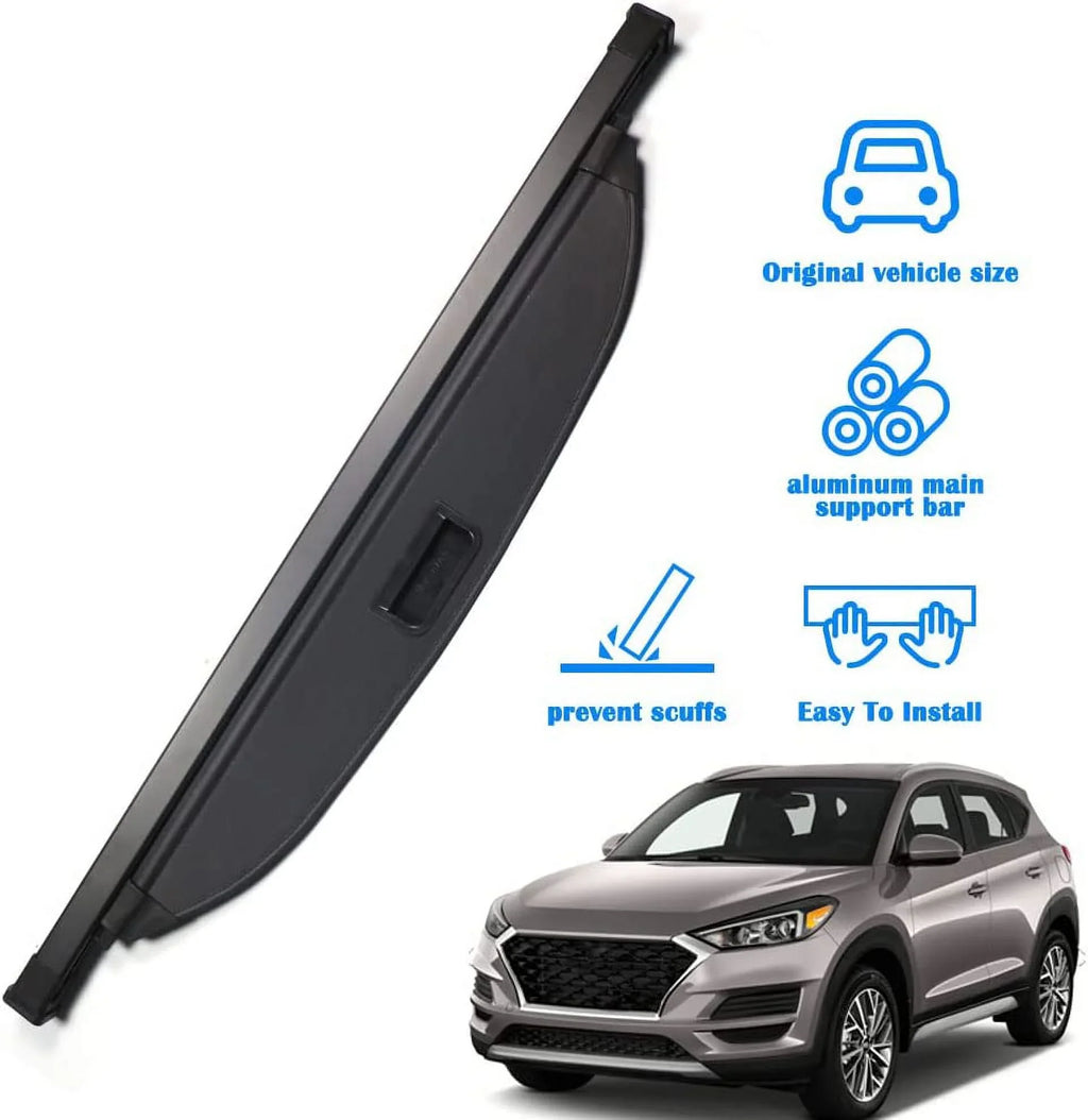 Fit 2016-2021 Hyundai Tucson Retractable Cargo Cover for 2016 2017 2018 2019 2020 2021 Hyundai Tucson SUV Accessory Rear Trunk Privacy Shield Shade, Black