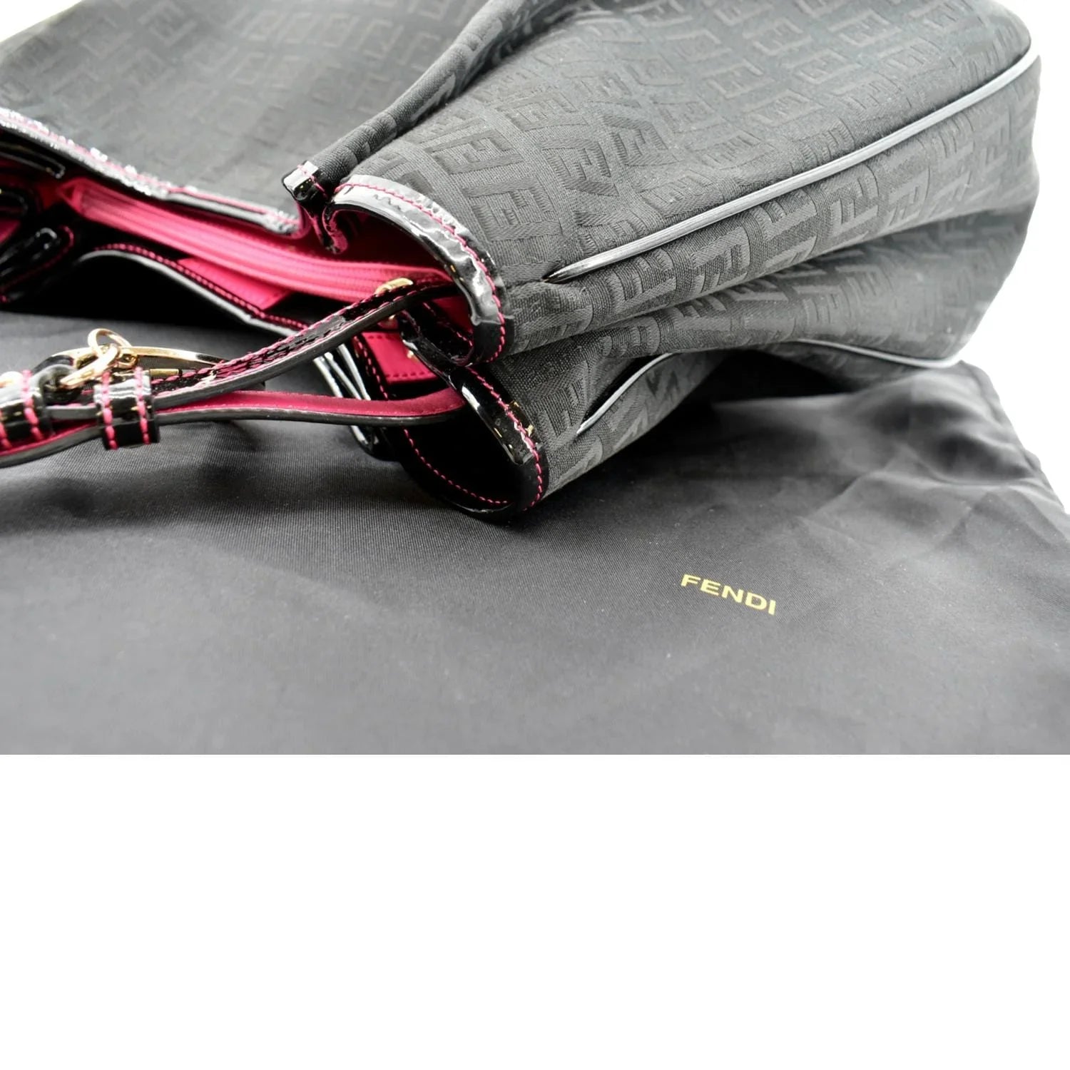 Pre-owned FENDI Zucchino Print Canvas Shopping Tote Bag Black