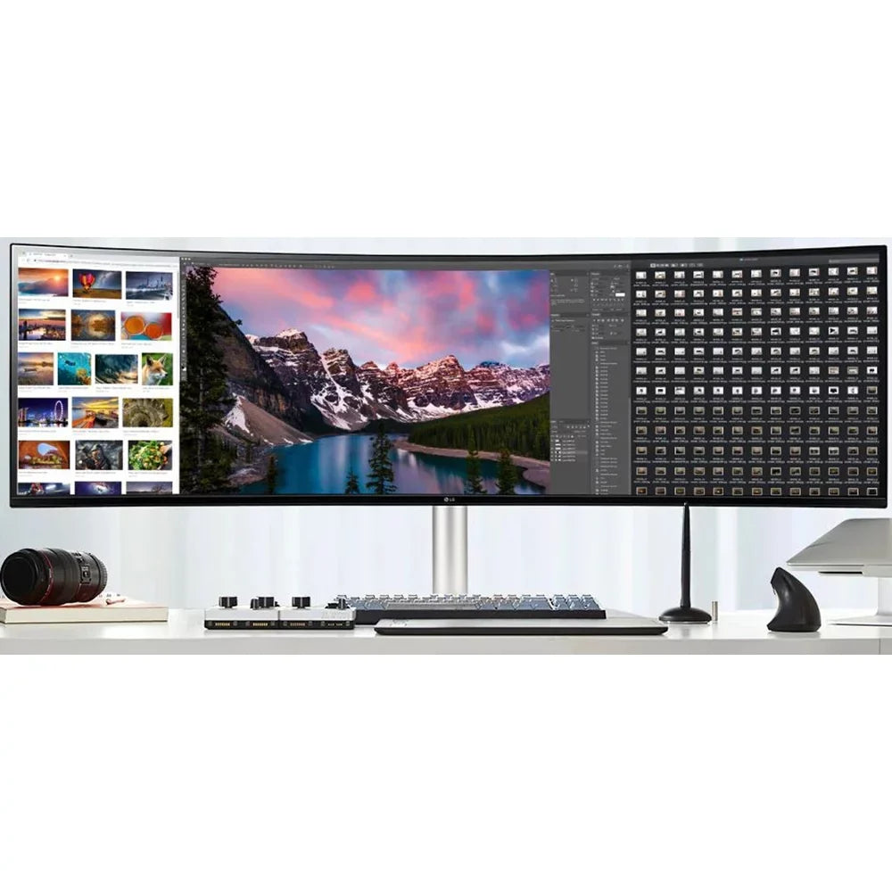 Open Box LG 49WQ95C-W 49" 32:9 Curved UltraWide DQHD (5120 x 1440) Nano IPS Monitor, NVIDIA G-SYNC Compatible & AMD FreeSync Premium Pro, HDMI 2.1 and USB Type-C, Tilt/Height/Swivel Adjustable