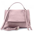 Italian Artisan Women Handcrafted Freestyle Shoulder Handbag in Genuine Calfskin Leather, Lavender - Medium