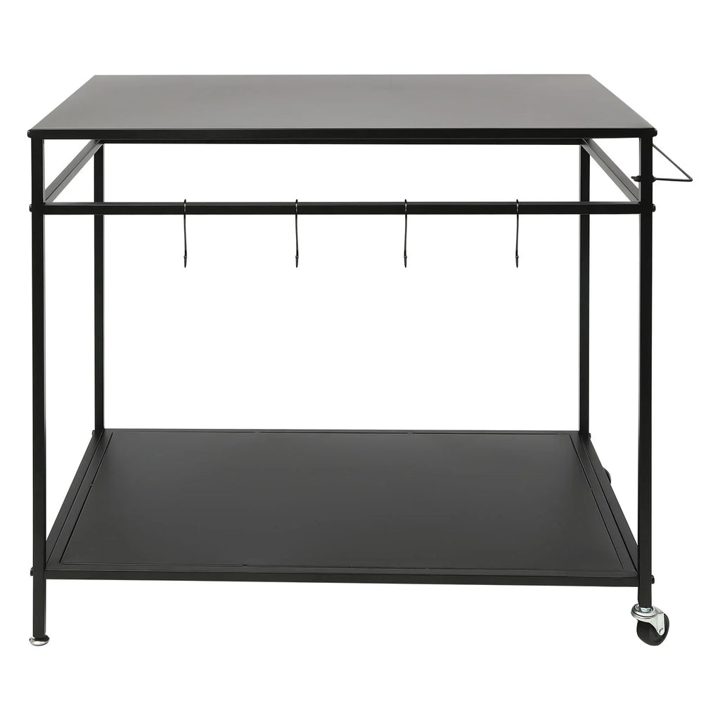 Outdoor Cook Station Table 2-Tier Shelf Food Prep BBQ Grill Serving Cart Movable Rack