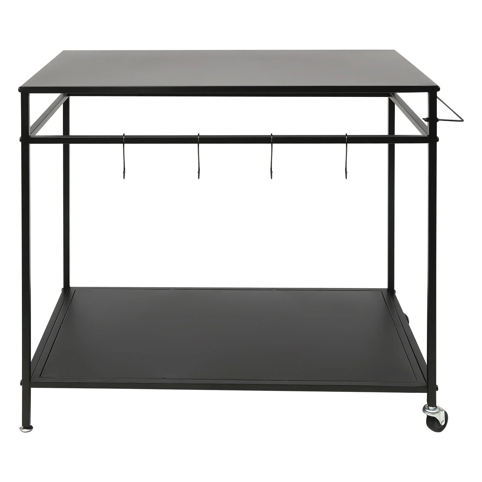 Outdoor Cook Station Table 2-Tier Shelf Food Prep BBQ Grill Serving Cart Movable Rack