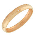 Stainless Steel Rose Gold-Tone Hammered Finish White CZ Bangle Bracelet