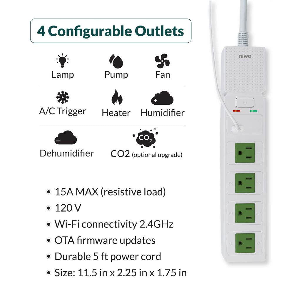 Niwa CO2 Sensor, Compatible with All Grow Hub Models & NOT an Independent Sensor. CO2 Sensor Comes with All preexisting Niwa Readings (VPD, Temperature, Humidity, Dew Point & Light Level).…