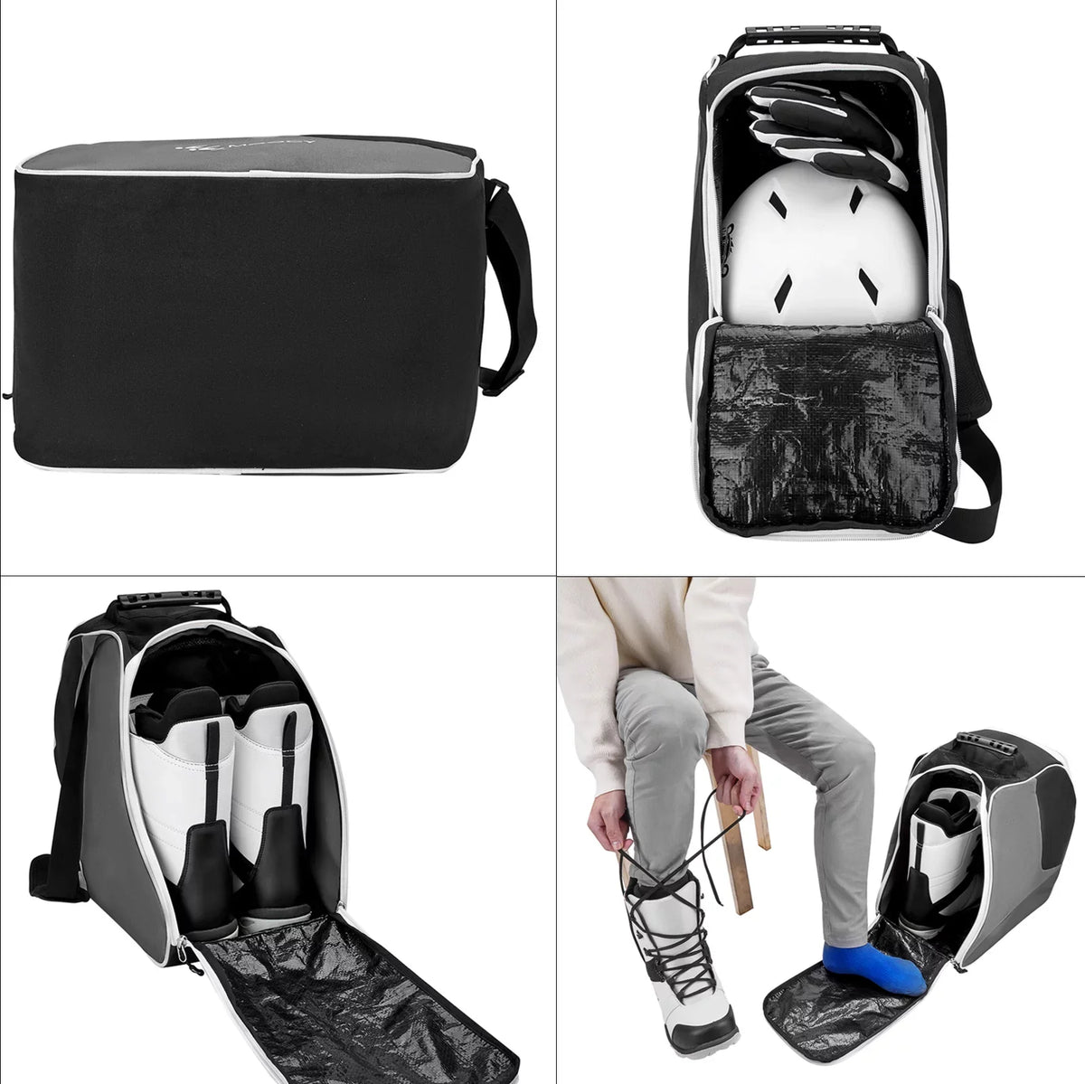 Moocy Ski Boots Bag Snowboard Boots Bag Travel Boot Bag for Ski Helmets Ski Boot Gloves