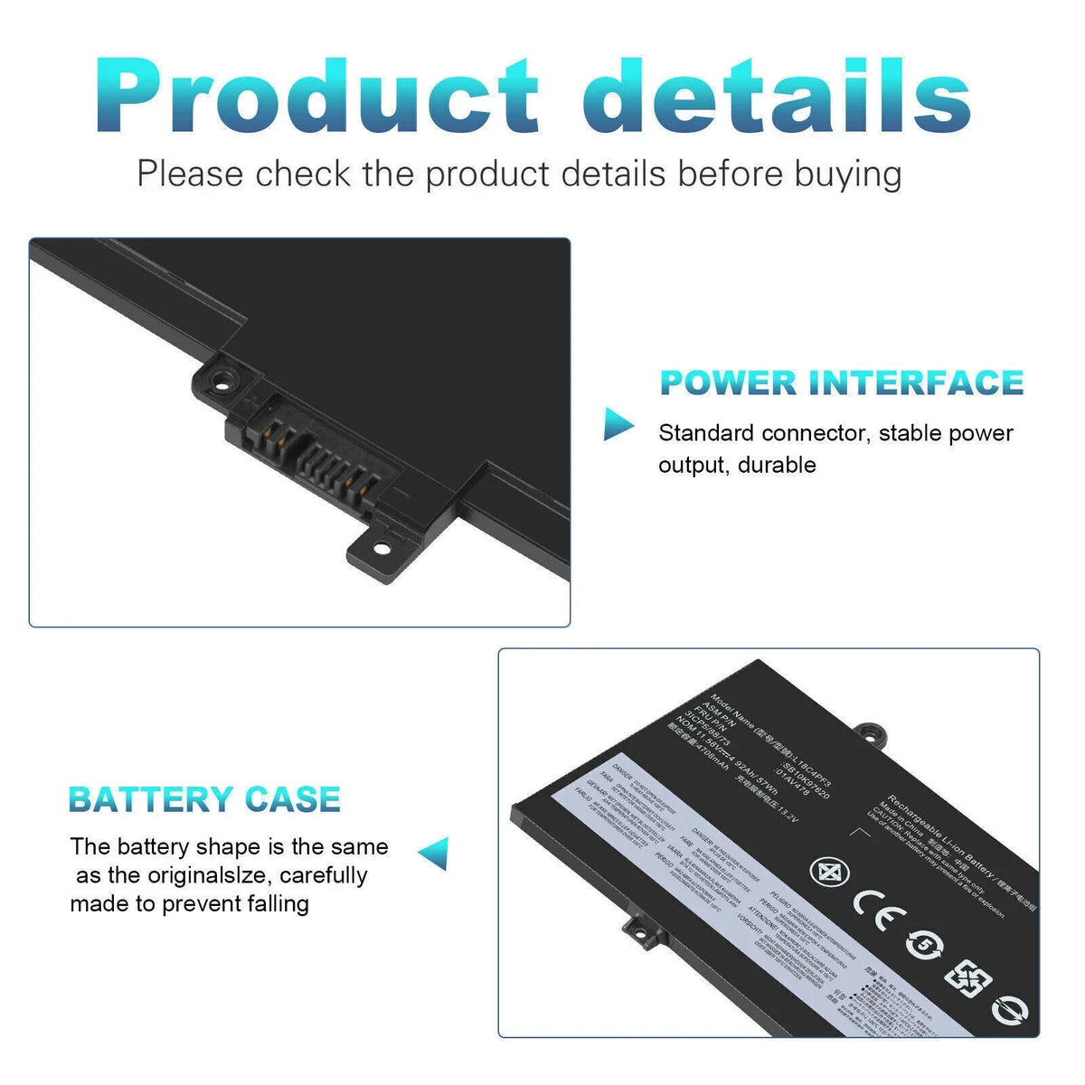 OEM 57Wh L17M3P72 Battery For ThinkPad T480S 01AV478 SB10K97620 01AV479