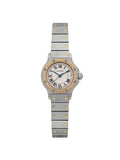 Pre-owned Cartier Santos Octagon 18K Yellow Gold Steel Cream Watch 187903 (Good)