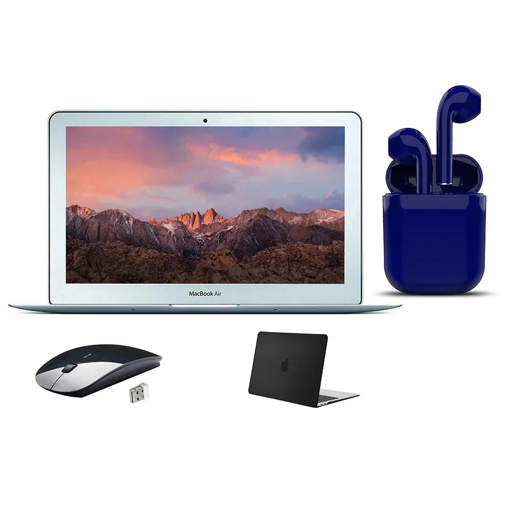 Restored Apple 11.6-inch Air Intel Core i5 4GB RAM 128GB SSD Bundle: Wireless Mouse, Black Case, Bluetooth/Wireless Airbuds By Certified 2 Day Express (Refurbished)