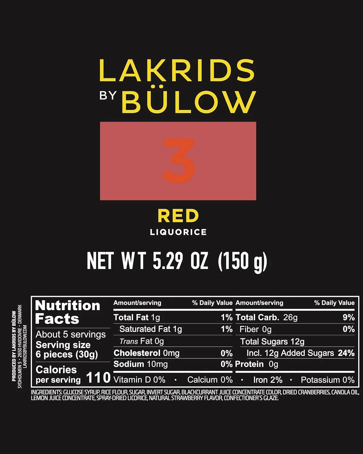 3 Red Licorice 5.29 OZ Vegan Gourmet Licorice From Scandinavia Gluten & Gelatine Authentic Danish Candy