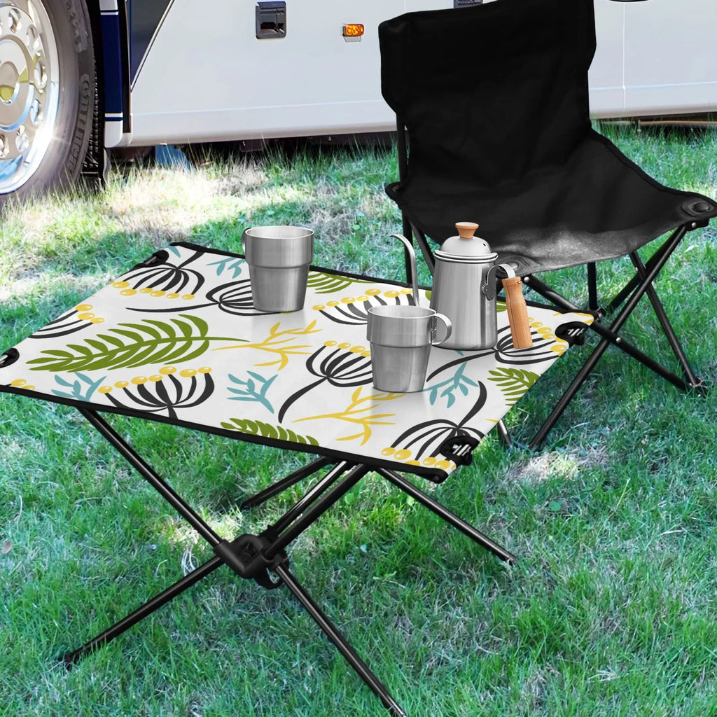 Leaves Camping Folding Table Portable Beach Table with Storage Bag Compact Picnic Table for Outdoor Travel Fishing BBQ