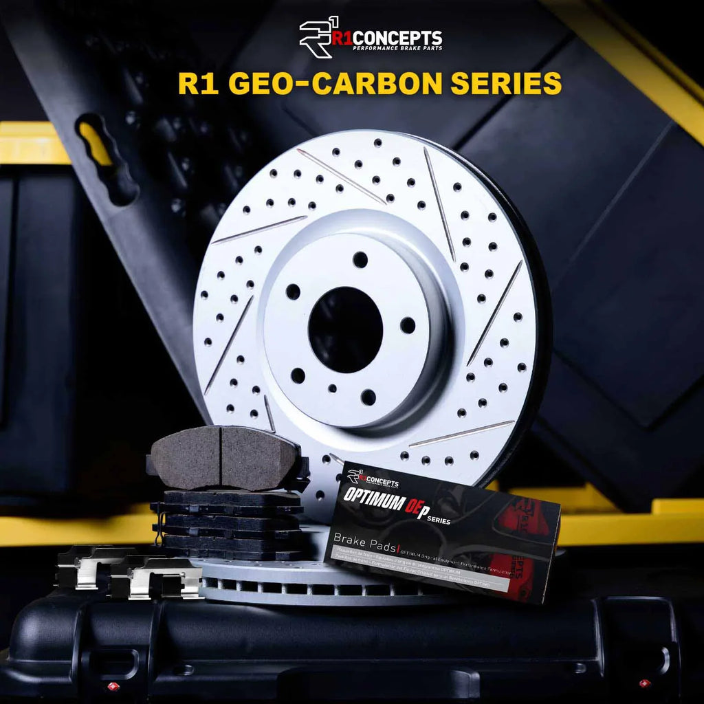 R1 Concepts Front Brakes and Rotors Kit |Front Brake Pads| Brake Rotors and Pads| Optimum OEp Brake Pads and Rotors |Hardware Kit WBUH1-80044