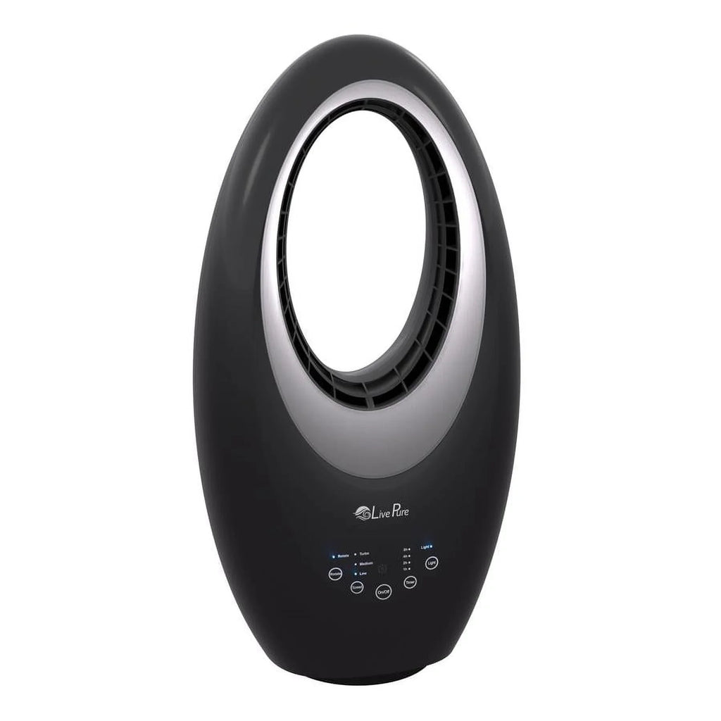 Livepure Bladeless Auto-Duster Fan, Oscillating Fan with Filter, Cooling Air Circulator- Graphite
