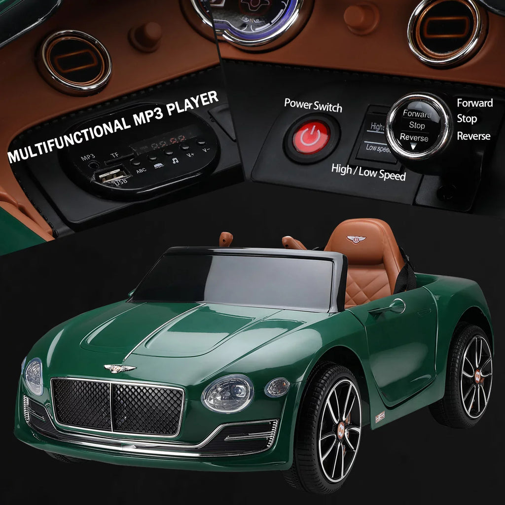LISUEYNE Official Licensed Bentley Ride on Car, 12V Electric Car for Boys Girls Age 3+, Ride on Car with Remote Control, Music, Green