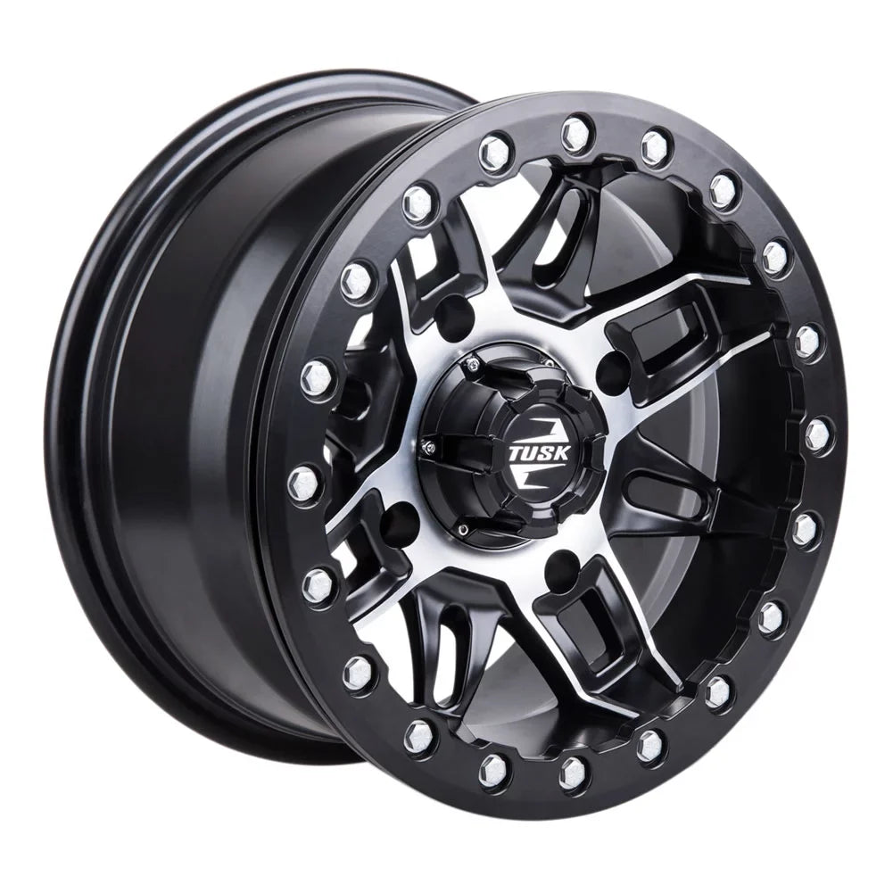 (4 Pack) 4/137 Tusk Wasatch Beadlock Rim 15x7 5.0 + 2.0 Machined/Black For CAN-AM Defender HD10 Pro XT 2020-2022