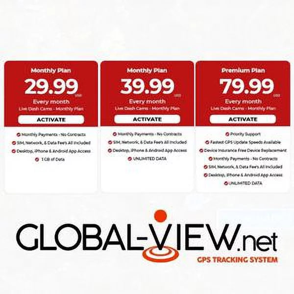 Live Streaming Dash Cam - Vehicle Dash Cam with GPS Tracking, 4G LTE, Dual Video, 64 GB SD - Front & Back Facing Cameras, HD DVR Video Loop Recording, Event Alerts by Global-View.Net (The Falcon)