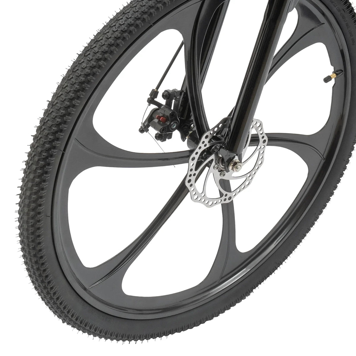 Folding Mountain Bike, 26" 21-Speed Height Adjustable Steel Frame Shifter City Two-wheeler for Men & Women Double Disc Brake Black